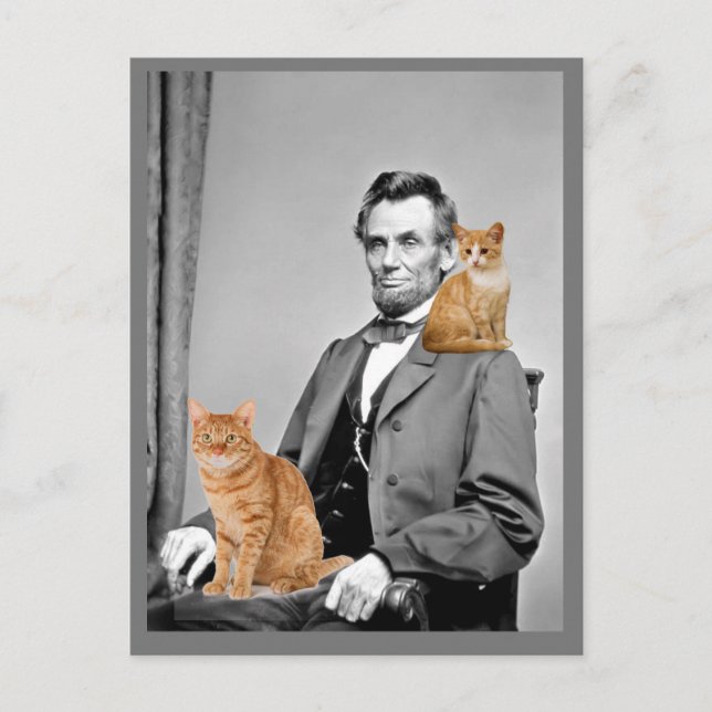 Abraham Lincoln med kattkort Postkort Vykort (Framsida)