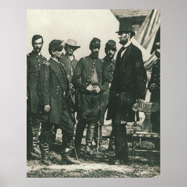 Abraham Lincoln med Troops 1862 Poster (Framsidan)