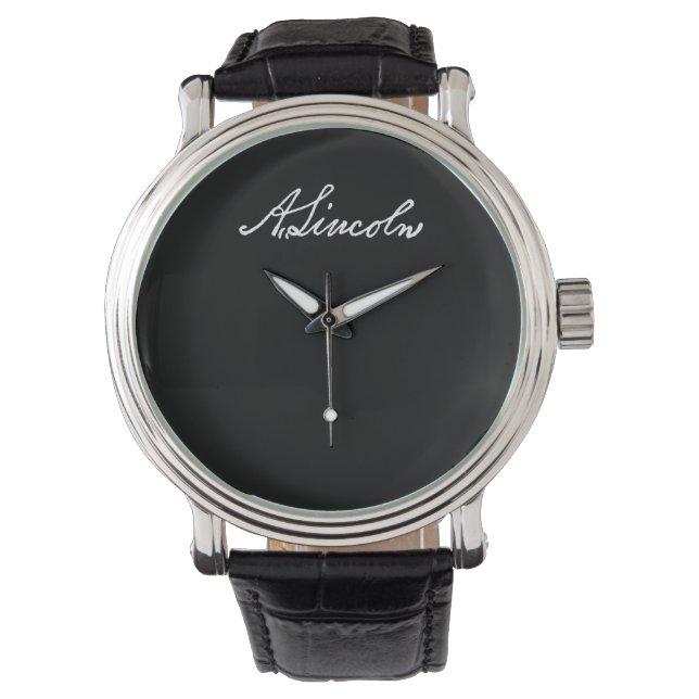Abraham Lincoln Namnteckning Watch Wristwatch Armbandsur (Framsida)