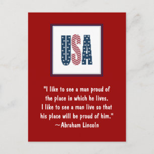 Abraham Lincoln National Pride Quote Vykort