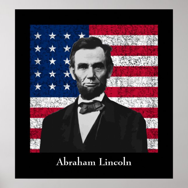 Abraham Lincoln och American Flagga Poster (Framsidan)