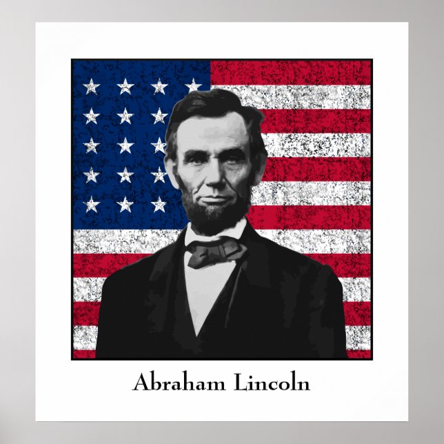 Abraham Lincoln och American Flagga Poster (Framsidan)
