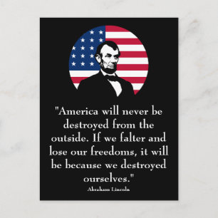 Abraham Lincoln och den amerikanska flaggan Vykort