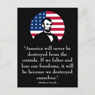 Abraham Lincoln och den amerikanska flaggan Vykort