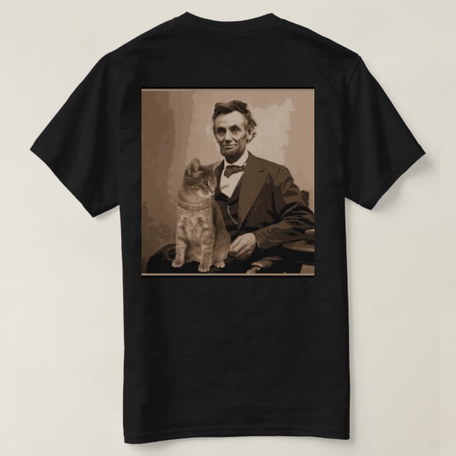 Abraham Lincoln och hans katt "Dixie". Tee (Design baksida)