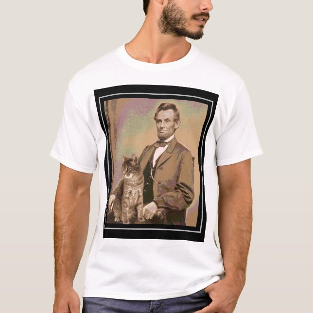 Abraham Lincoln och hans katt "Dixie ", Tee Shirt (Framsida)