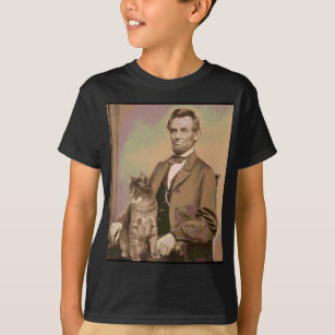 Abraham Lincoln och hans katt "Dixie ", Tee Shirt