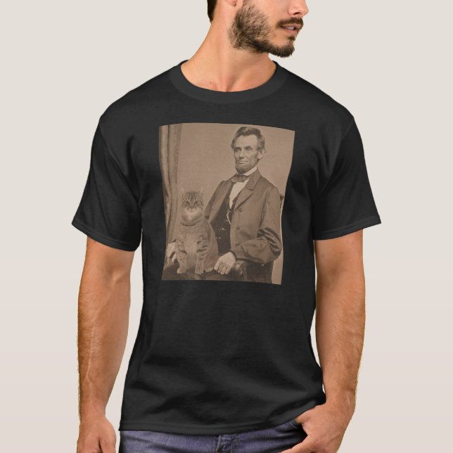 Abraham Lincoln och hans katt "Gloria" 3 Tee (Framsida)