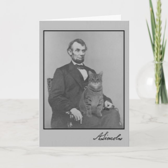 Abraham Lincoln och hans katt Gloria Kort (Framsida)