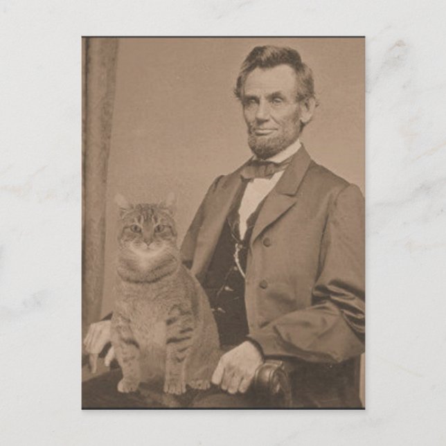 Abraham Lincoln och hans katt Gloria Vykort (Framsida)