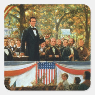 Abraham Lincoln och Stephen A. Douglas Fyrkantigt Klistermärke