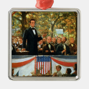 Abraham Lincoln och Stephen A. Douglas Julgransprydnad Metall