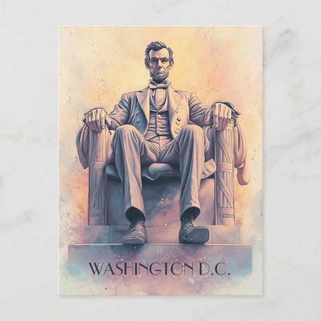 Abraham Lincoln och Washington D.C. Travel Vykort (Framsida)