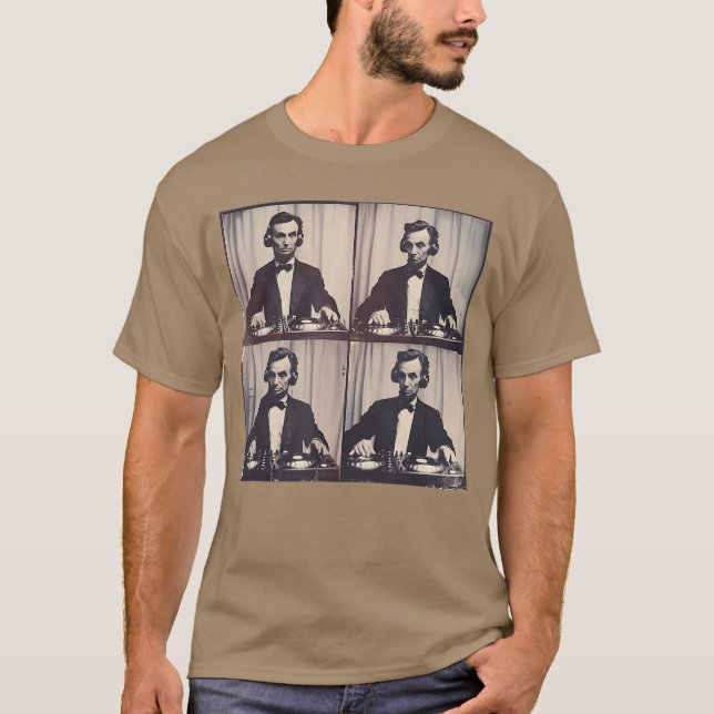 Abraham Lincoln onurntables DJ Abe Lincoln Patriot T Shirt (Framsida)