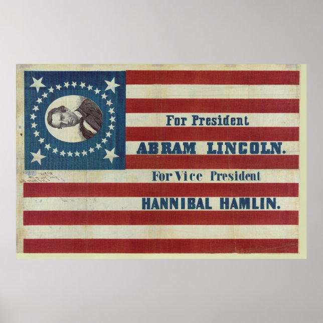 Abraham Lincoln-ordförandeskapet Kampanj Banner Fl Poster (Framsidan)