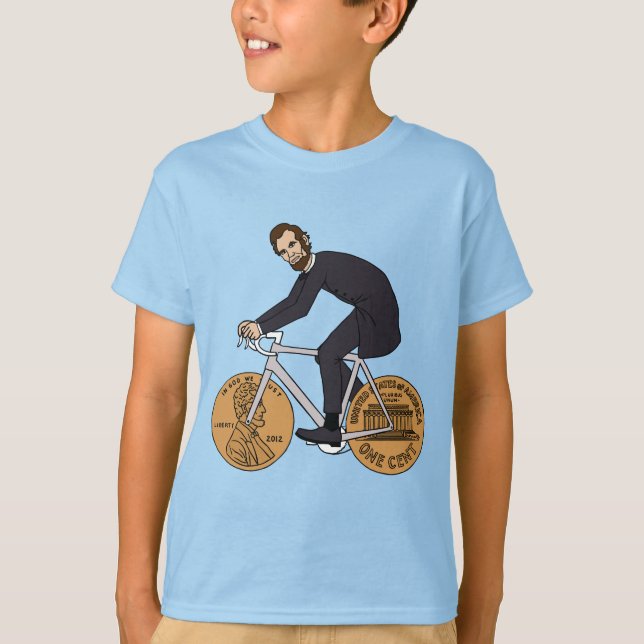 Abraham Lincoln på en cykel med Tee Shirt (Framsida)