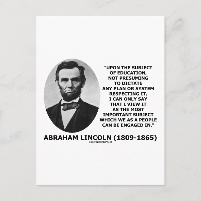 Abraham Lincoln på Subjekt vid utbildningsväsendet Vykort (Framsida)