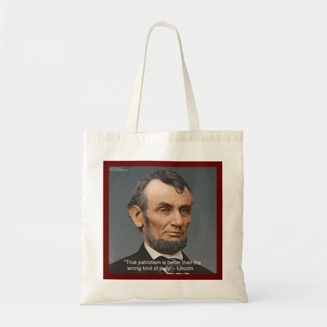 Abraham Lincoln & patriotiska citat Tygkasse (Framsidan)