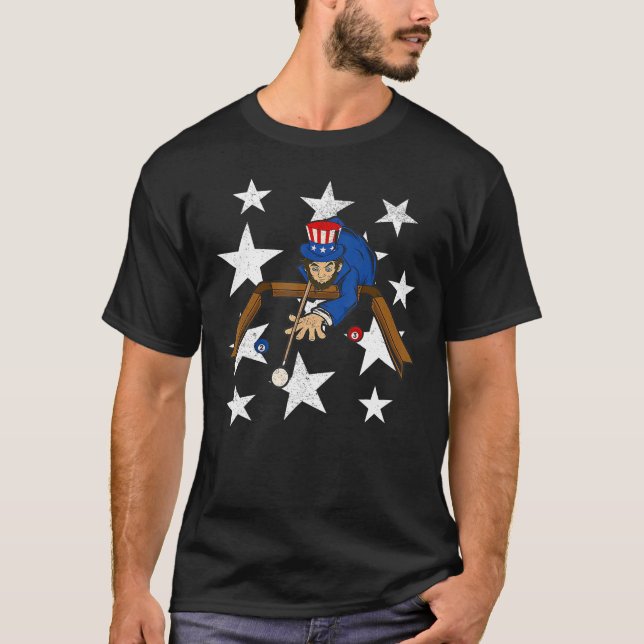 Abraham Lincoln Playing Billiards  4th Of July Poo T Shirt (Framsida)