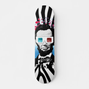 Abraham Lincoln Pop Art Zebratryck Gatustil Mini Skateboard Bräda 18,5 Cm