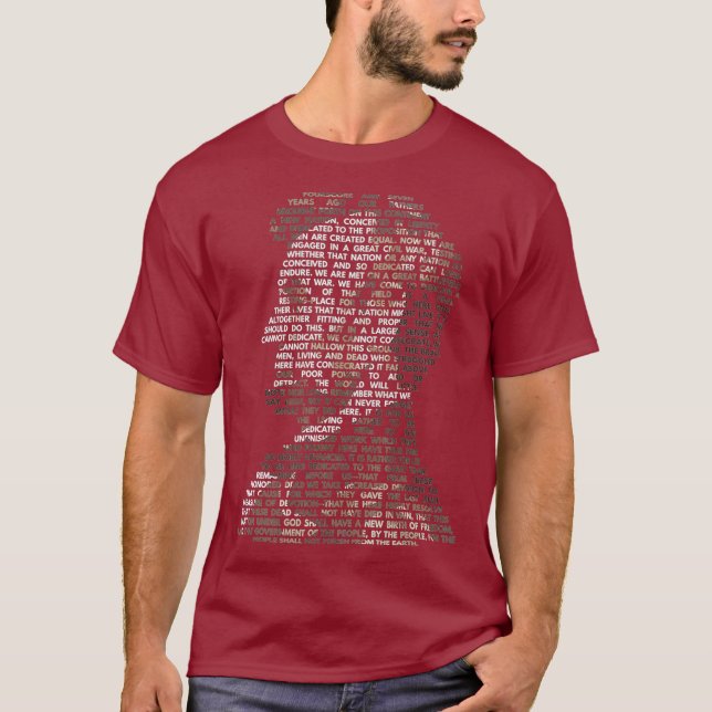 Abraham Lincoln Portrait Gettysburg Address T Shirt (Framsida)