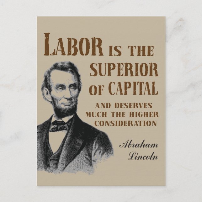 Abraham Lincoln Pro Labor Quote Vykort (Framsida)