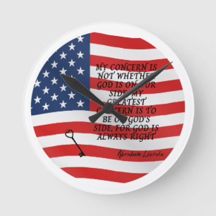 Abraham Lincoln Quote Flagga Rund Klocka