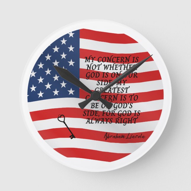 Abraham Lincoln Quote Flagga Rund Klocka (Framsida)