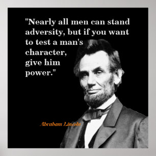Abraham Lincoln Quote om karaktären Poster