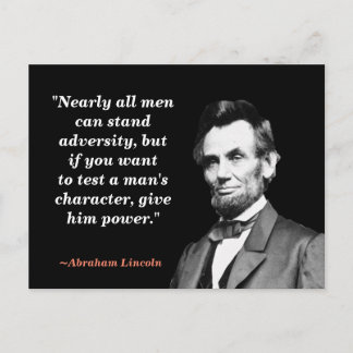 Abraham Lincoln Quote om karaktären Vykort
