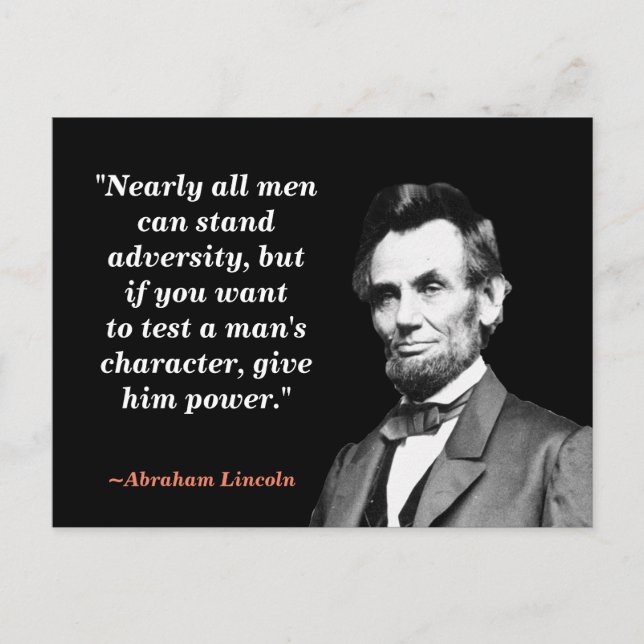 Abraham Lincoln Quote om karaktären Vykort (Framsida)