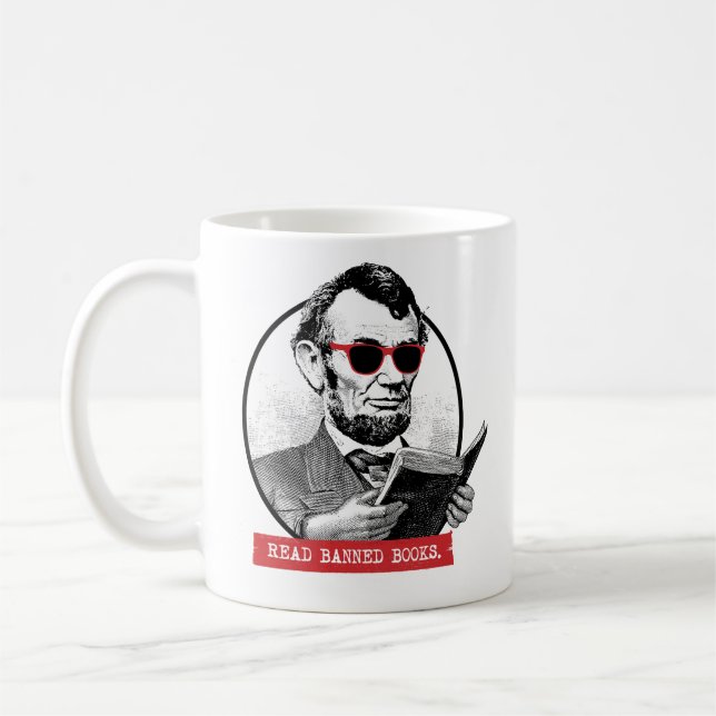 Abraham Lincoln Reads Banned Bokar Kaffemugg (Vänster)