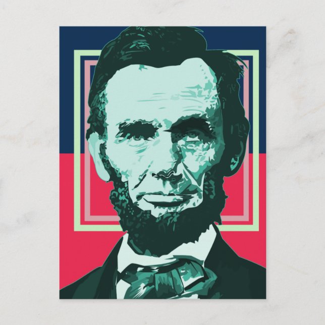 Abraham Lincoln - Retro Vykort (Framsida)