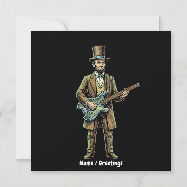 Abraham Lincoln Rockar Headless Gitarr Träblock  Inbjudningar (Framsida)