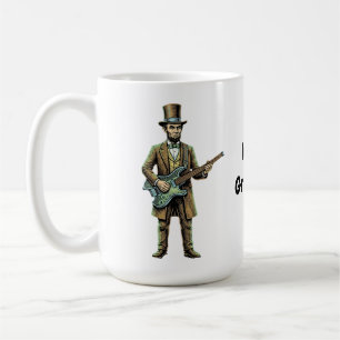 Abraham Lincoln Rockar Huvudlös Gitarr Träblock Kaffemugg