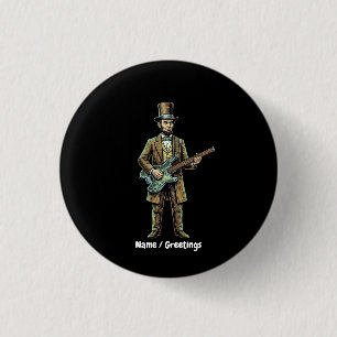 Abraham Lincoln Rockar på en Gitarr i Träblock uta Knapp