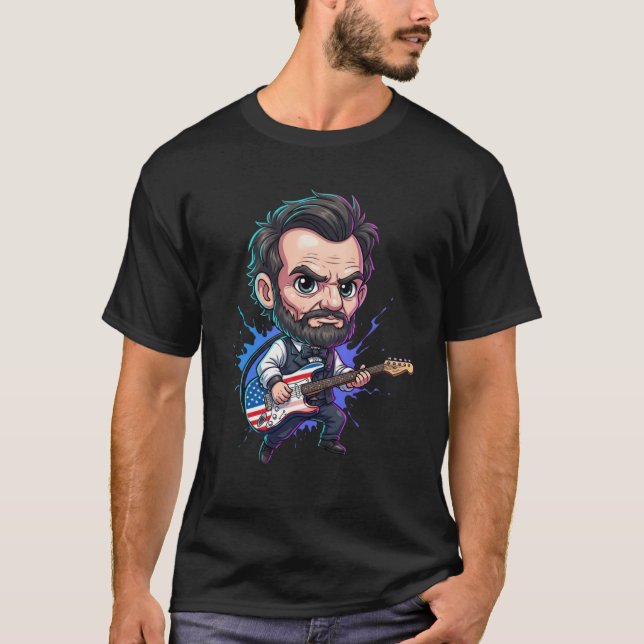 Abraham Lincoln Rockstjärna T Shirt (Framsida)