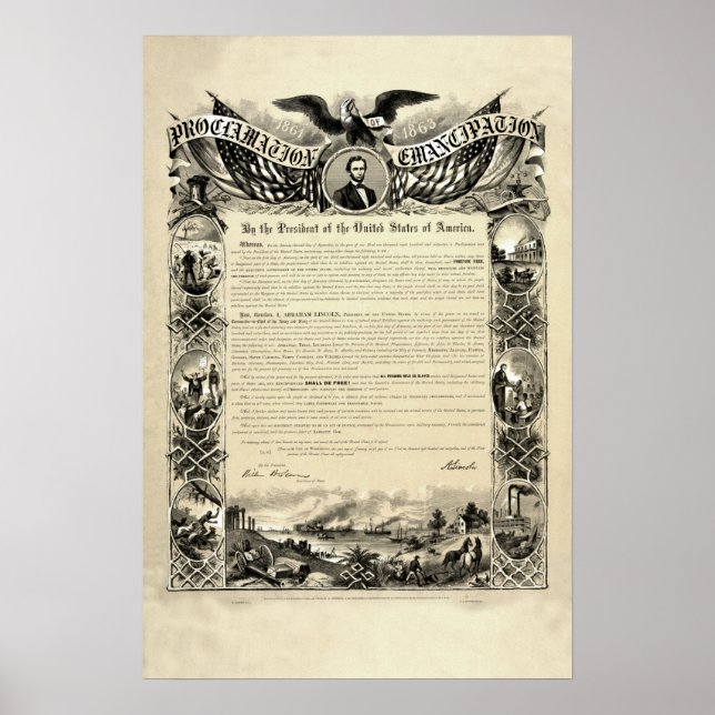 Abraham Lincoln:s proklamation av Emancipation Poster (Framsidan)