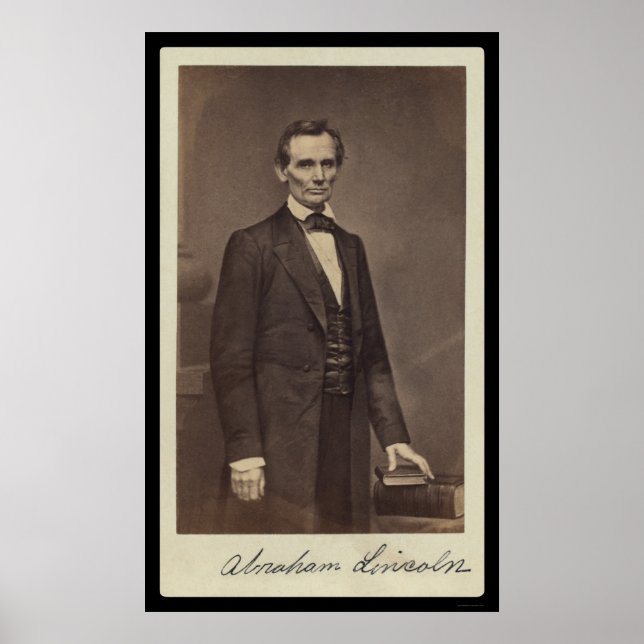 Abraham Lincoln Signed Card 1860 Poster (Framsidan)