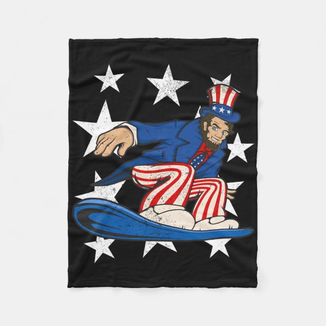Abraham Lincoln Snowboarding 4:e juli Sno Fleecefilt (Framsidan)