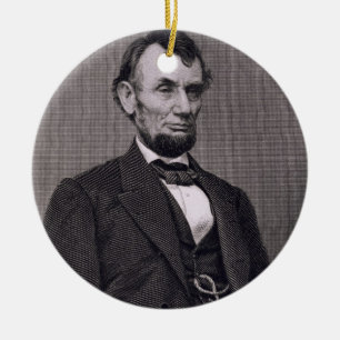 Abraham Lincoln som inristas från en fotografera Julgransprydnad Keramik