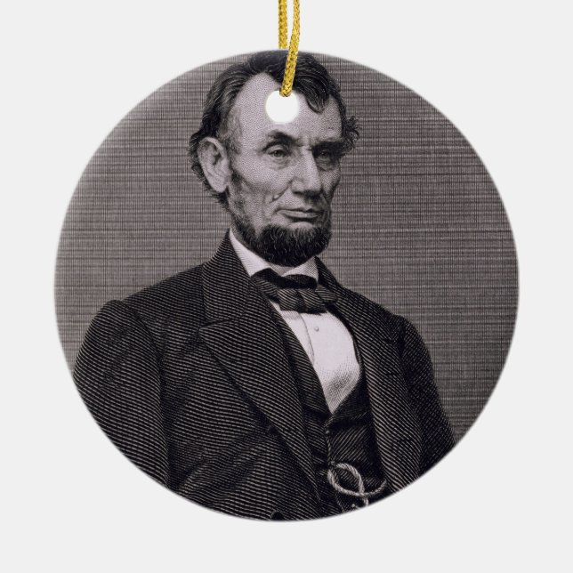 Abraham Lincoln som inristas från en fotografera Julgransprydnad Keramik (Framsidan)