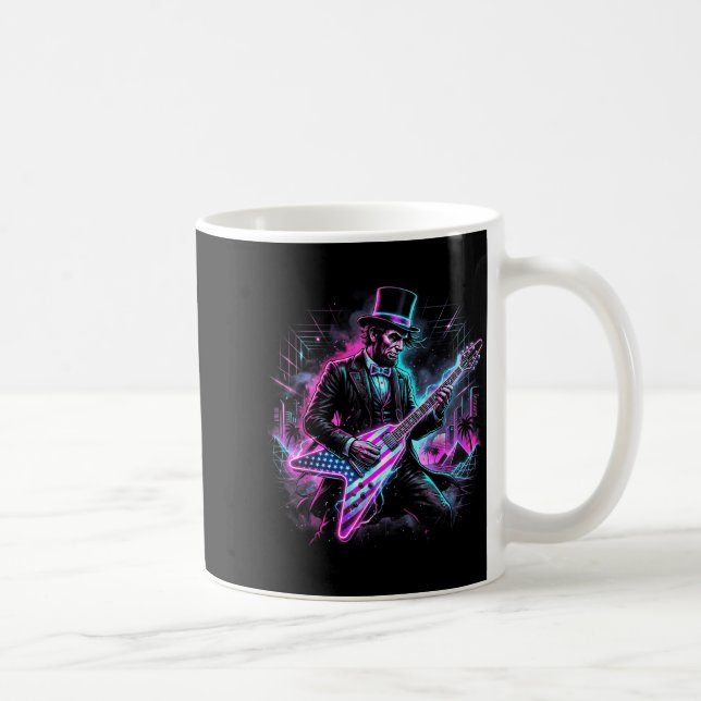 Abraham Lincoln spelar elgitarr Abe rolig Kaffemugg (Höger)