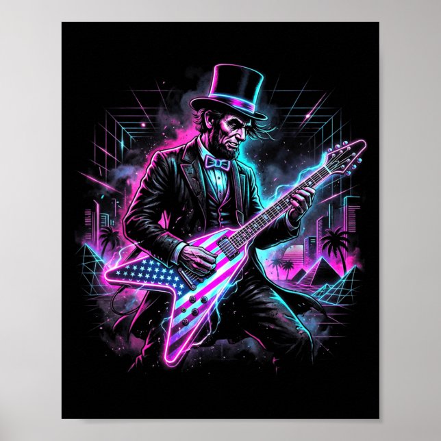 Abraham Lincoln spelar elgitarr Abe rolig Poster (Framsidan)