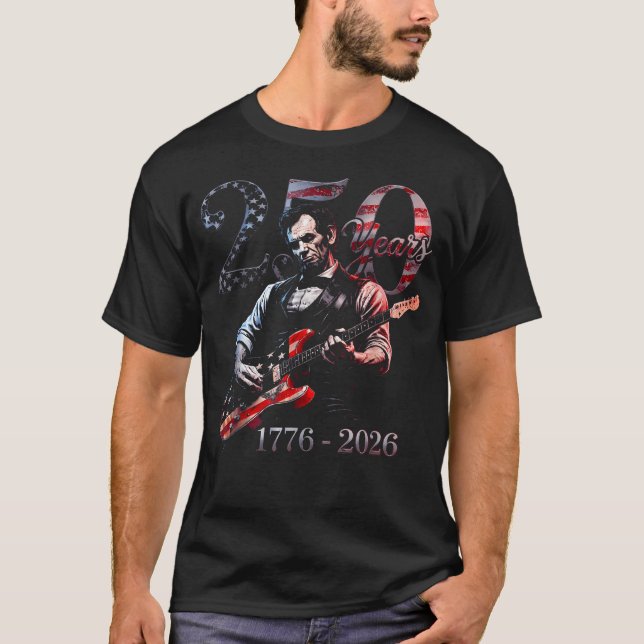 Abraham Lincoln spelar gitarr 4:e juli 250-årsjubi T Shirt (Framsida)