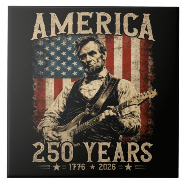 Abraham Lincoln spelar gitarr 4 juli Kakelplatta (Framsidan)
