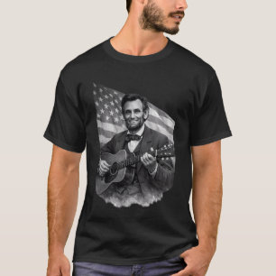 Abraham Lincoln spelar gitarr Patriotisk Amerikan T Shirt
