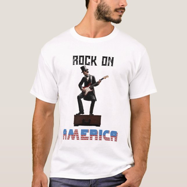 Abraham Lincoln spelar gitarr T Shirt (Framsida)