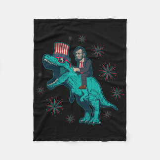 Abraham Lincoln T Rex Dinosaur 4:e juli Amerika Fleecefilt