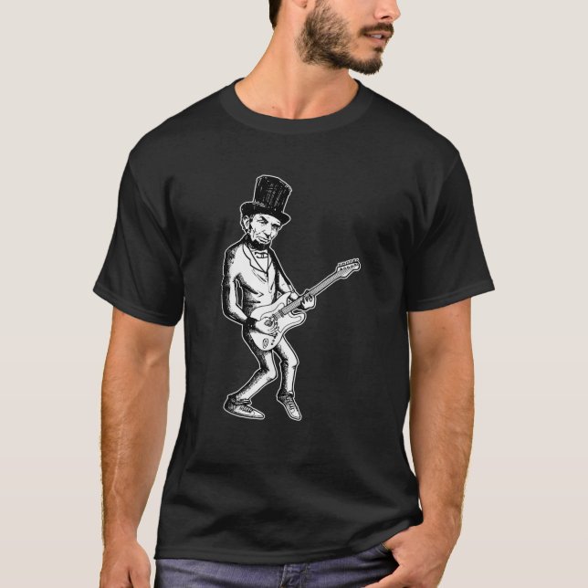 Abraham Lincoln t shirt Guitar Shirt Pappa Rockstj (Framsida)